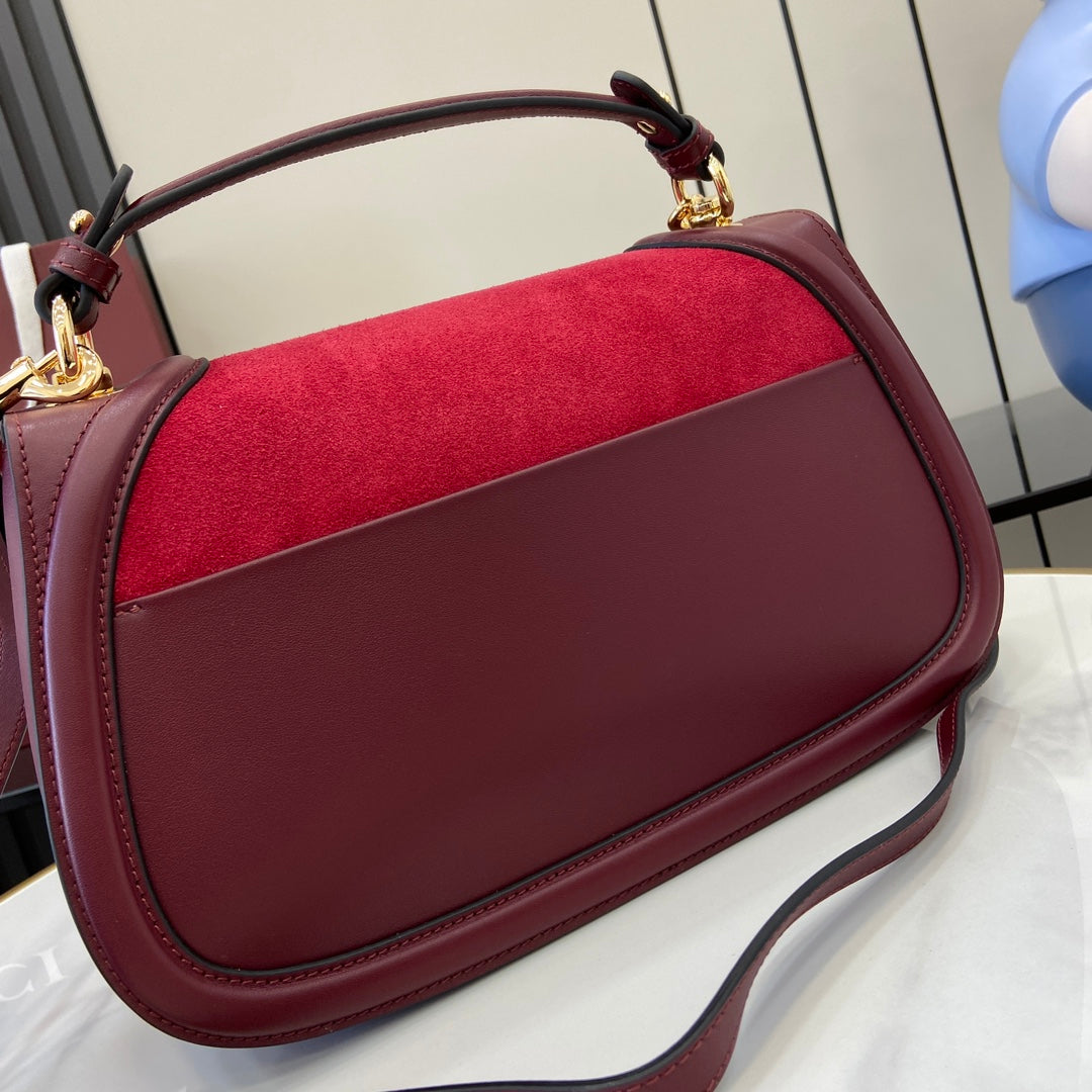 Gucci Blondie medium top handle bag 815719 in red suede