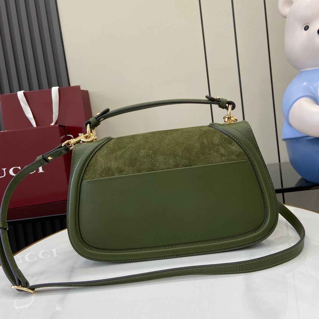 Gucci Blondie medium top handle bag 815719 in green suede