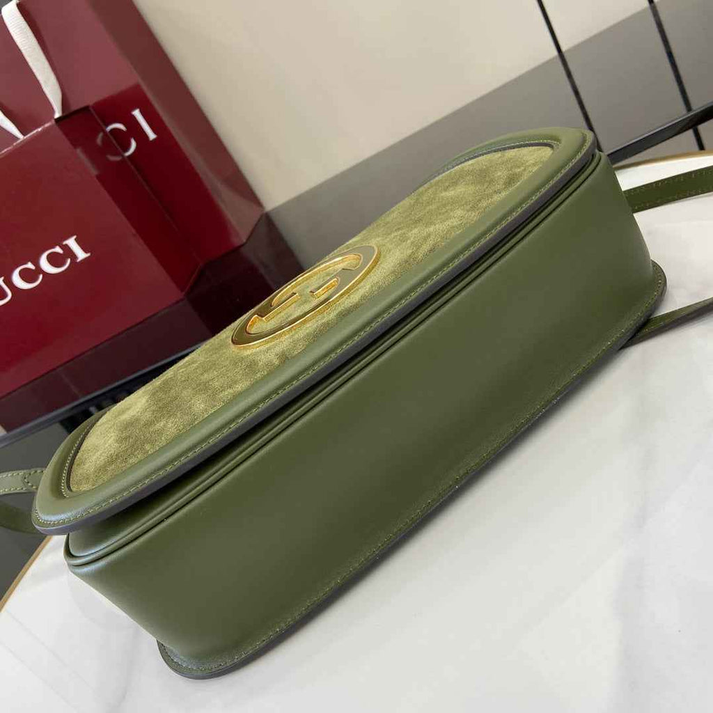 Gucci Blondie medium top handle bag 815719 in green suede