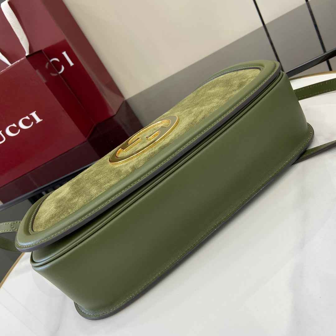 Gucci Blondie medium top handle bag 815719 in green suede