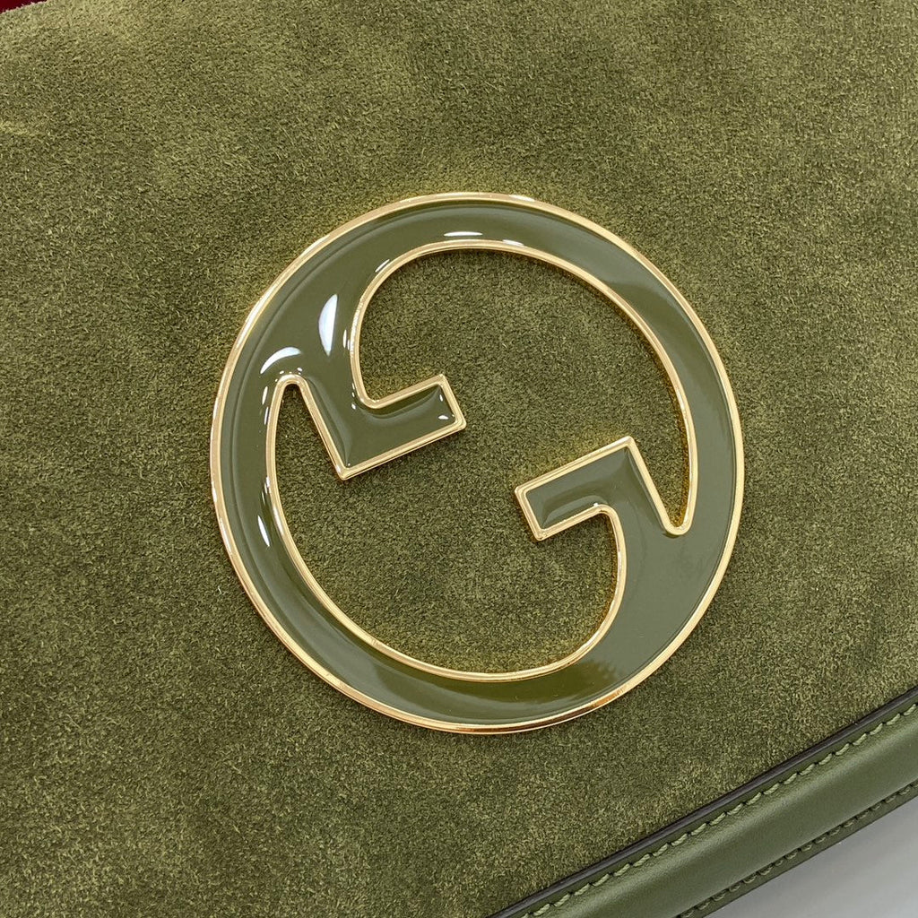 Gucci Blondie medium top handle bag 815719 in green suede