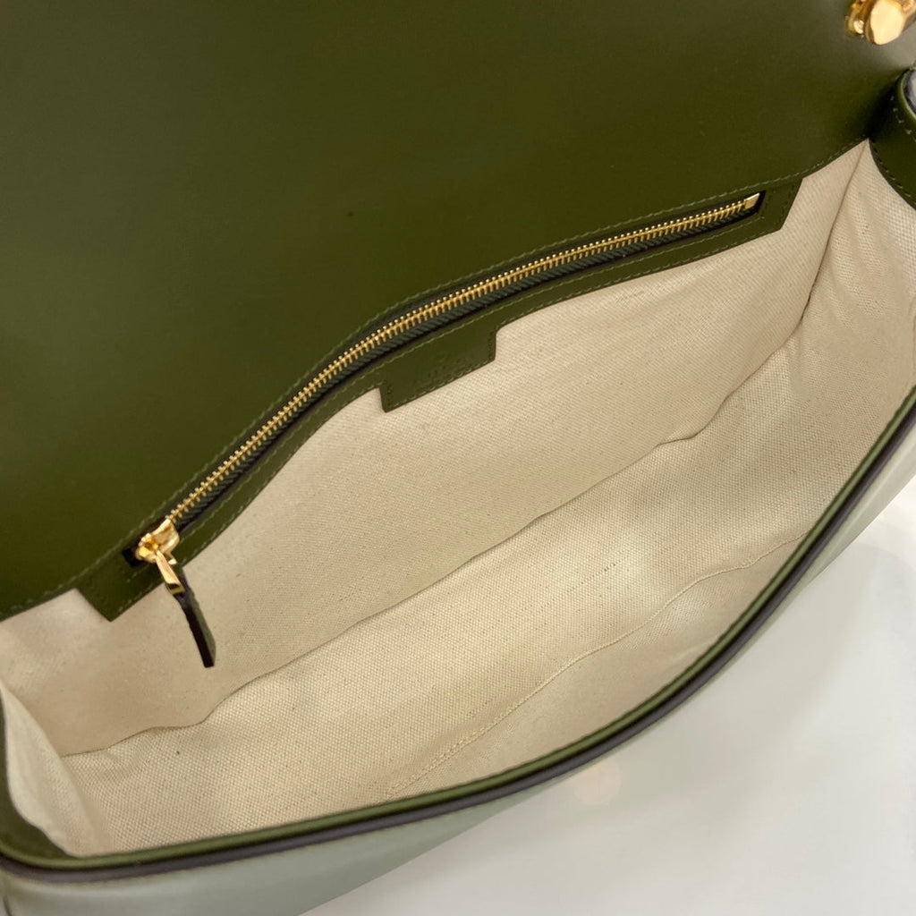 Gucci Blondie medium top handle bag 815719 in green suede