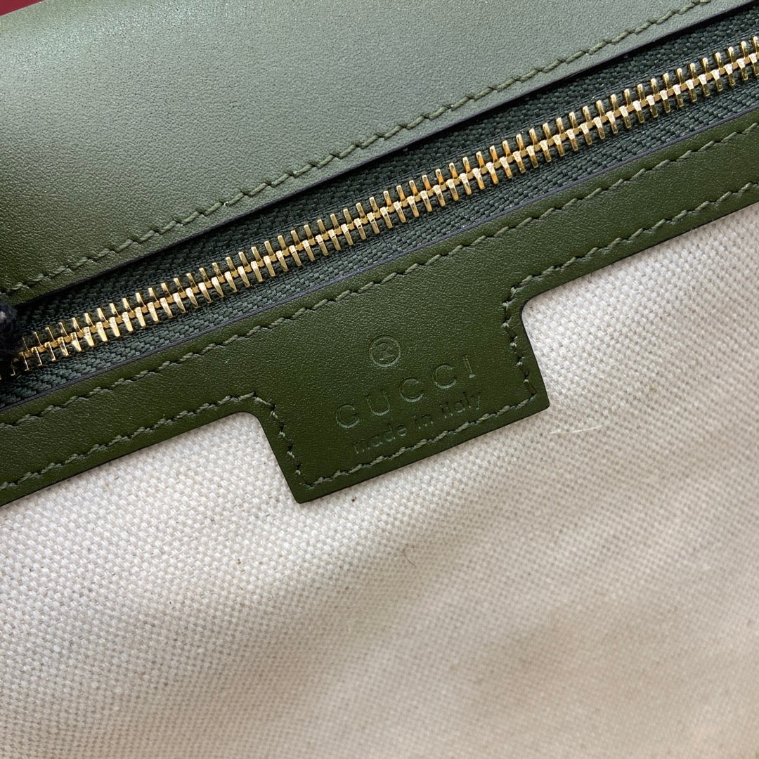 Gucci Blondie medium top handle bag 815719 in green suede