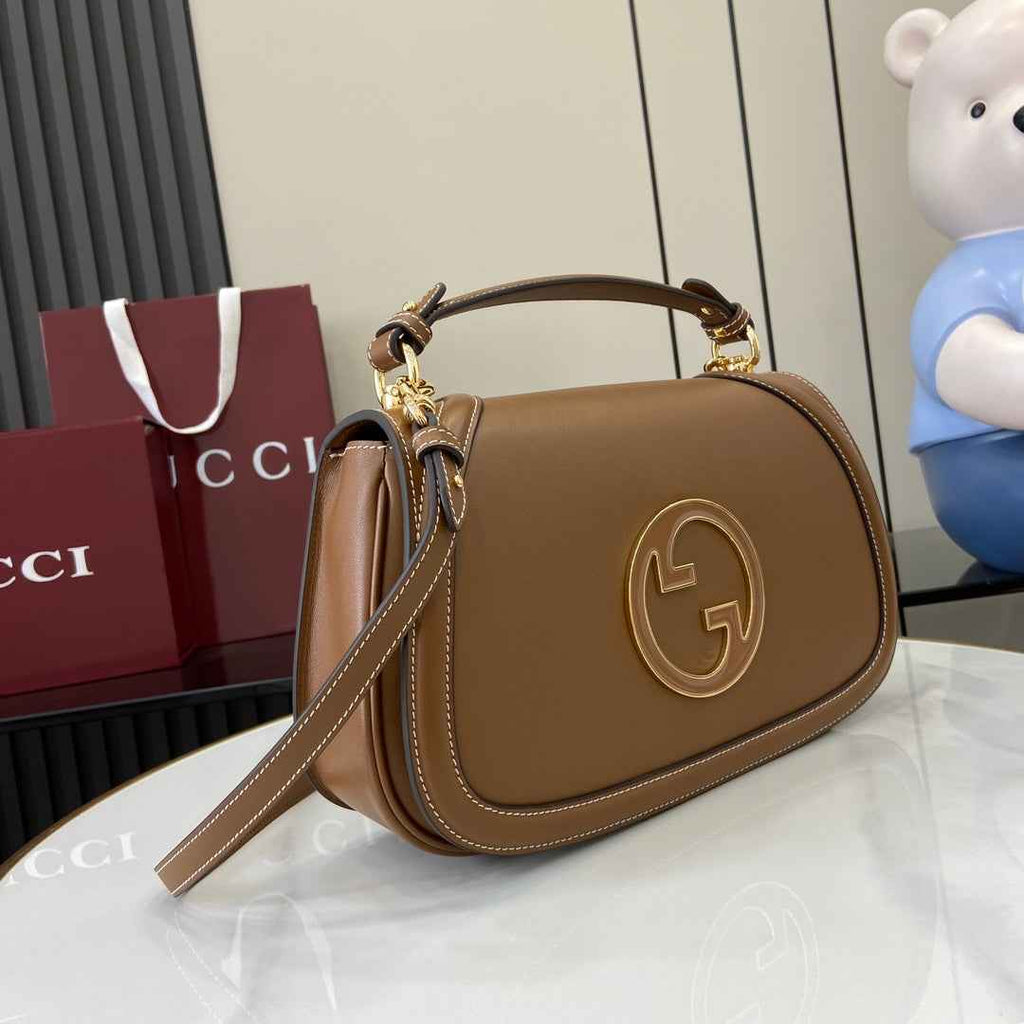 Gucci Blondie medium top handle bag 815716 in brown smooth leather