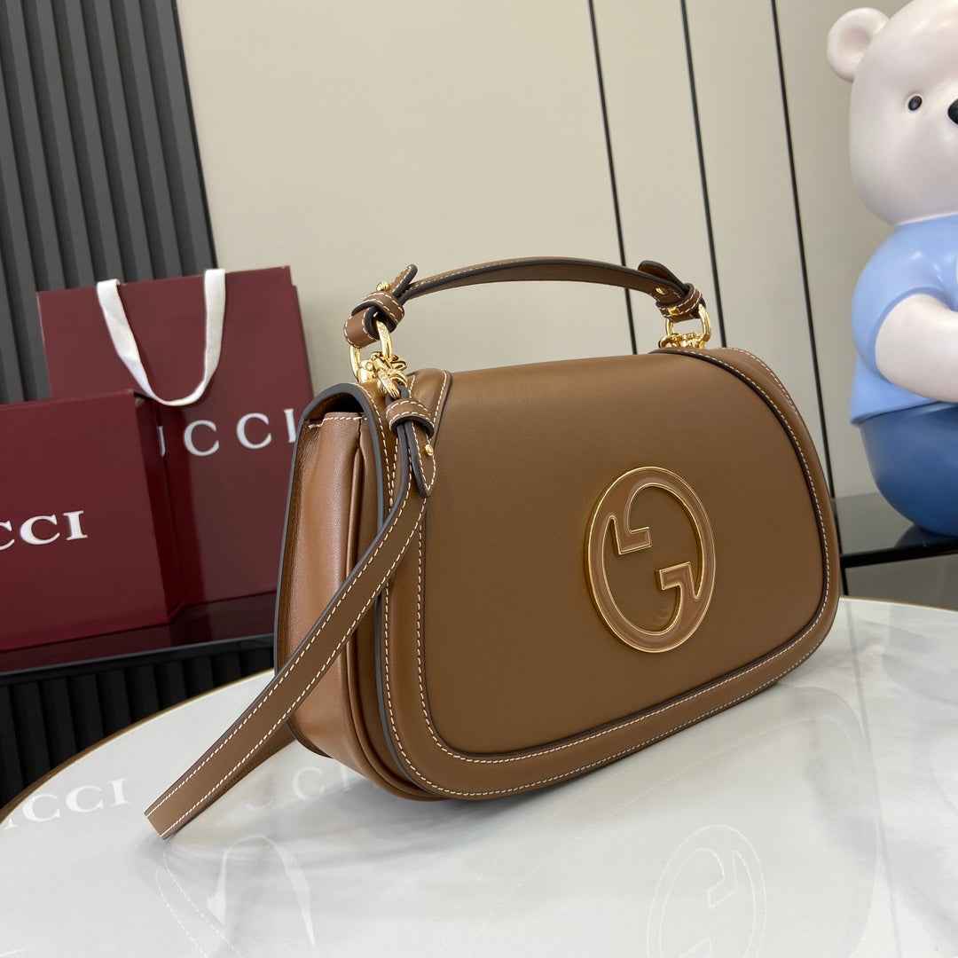 Gucci Blondie medium top handle bag 815716 in brown smooth leather