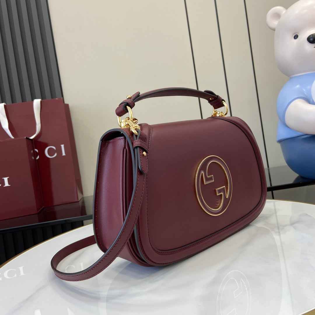 Gucci Blondie medium top handle bag 815716 in red smooth leather