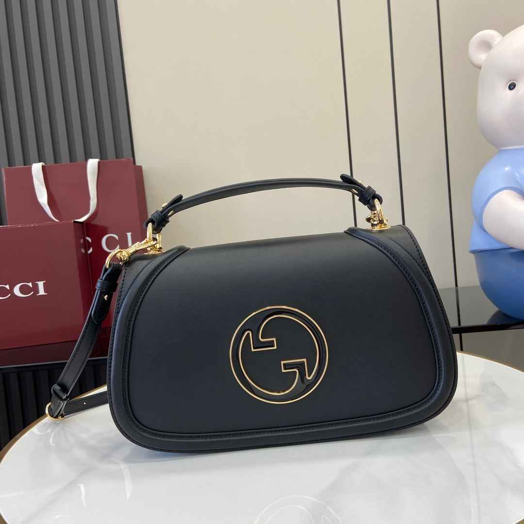Gucci Blondie medium top handle bag 815716 in black smooth leather