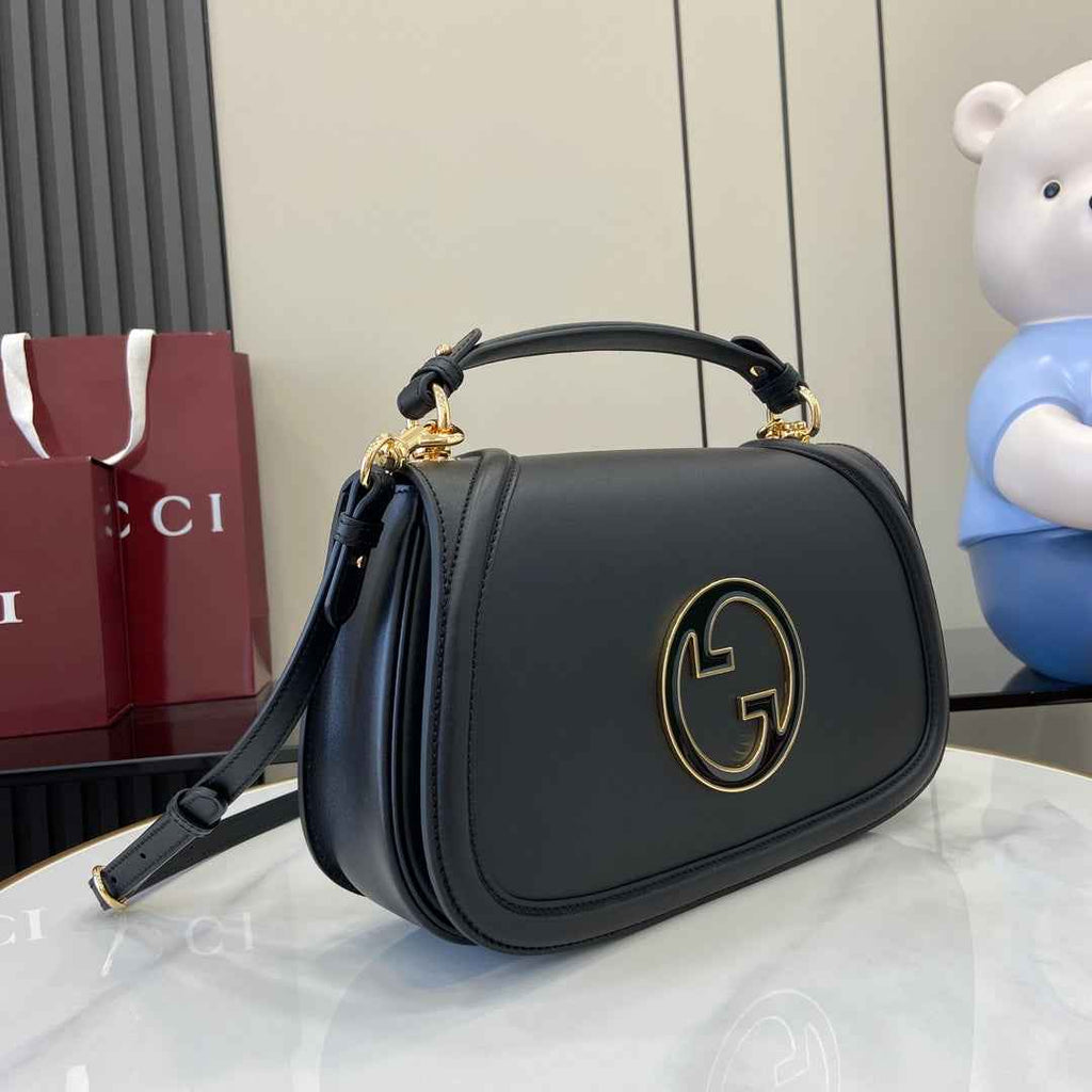 Gucci Blondie medium top handle bag 815716 in black smooth leather