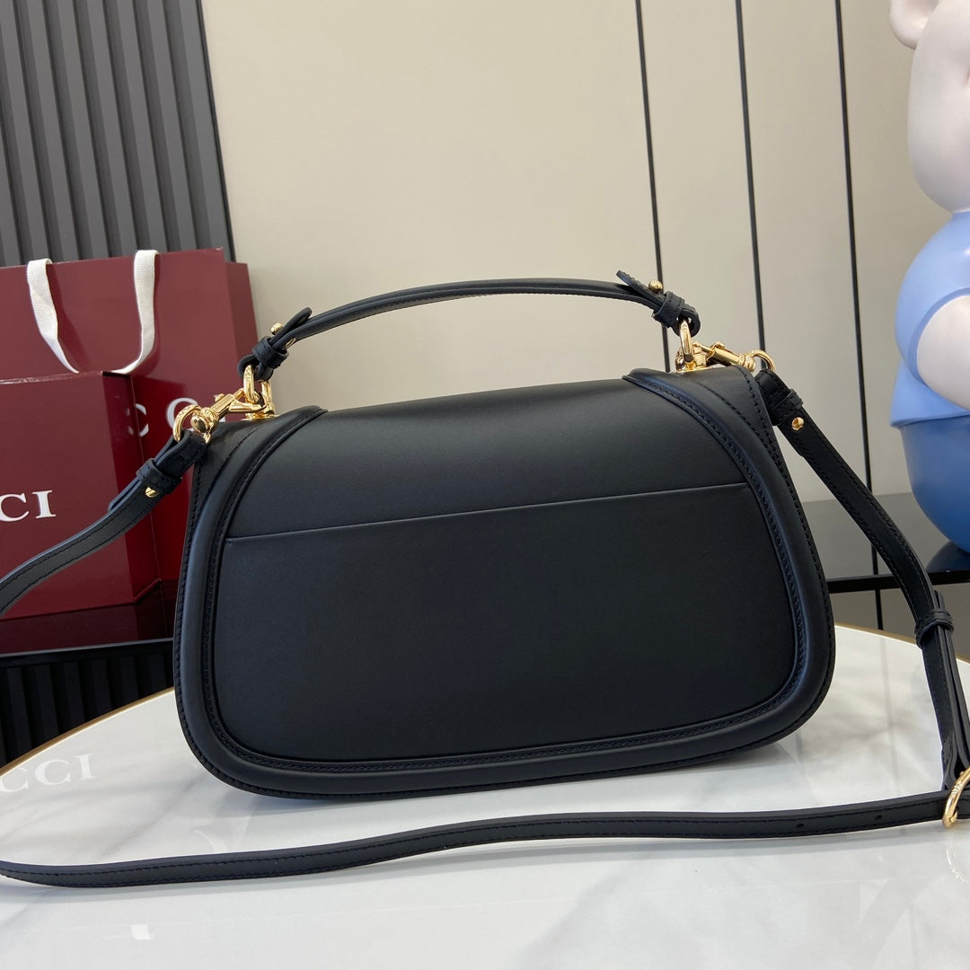 Gucci Blondie medium top handle bag 815716 in black smooth leather