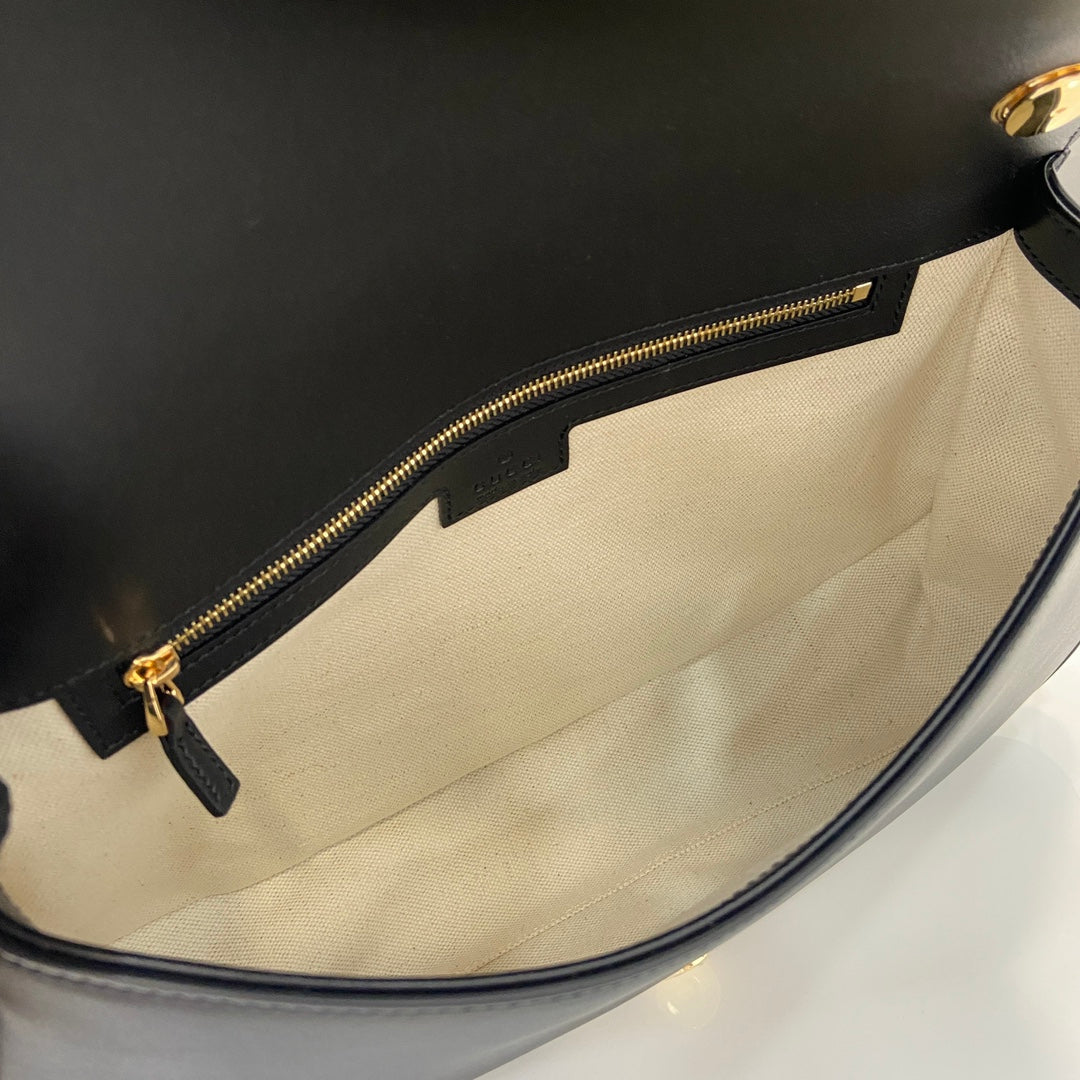 Gucci Blondie medium top handle bag 815716 in black smooth leather