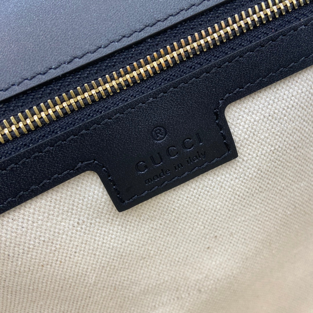 Gucci Blondie medium top handle bag 815716 in black smooth leather