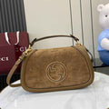 Gucci Blondie medium top handle bag 815719 in brown suede