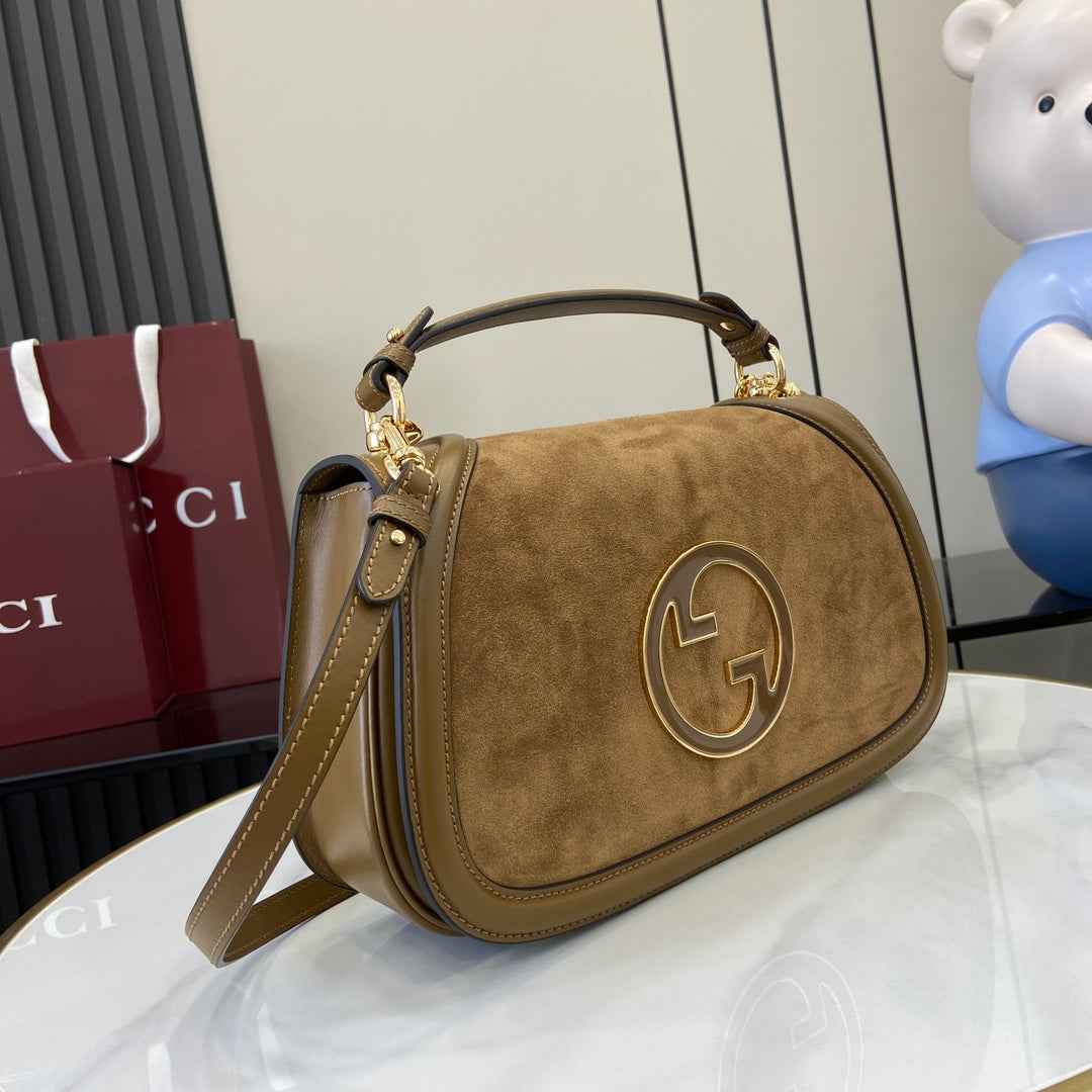 Gucci Blondie medium top handle bag 815719 in brown suede