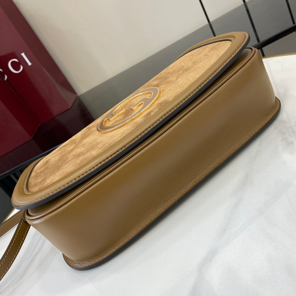 Gucci Blondie medium top handle bag 815719 in brown suede