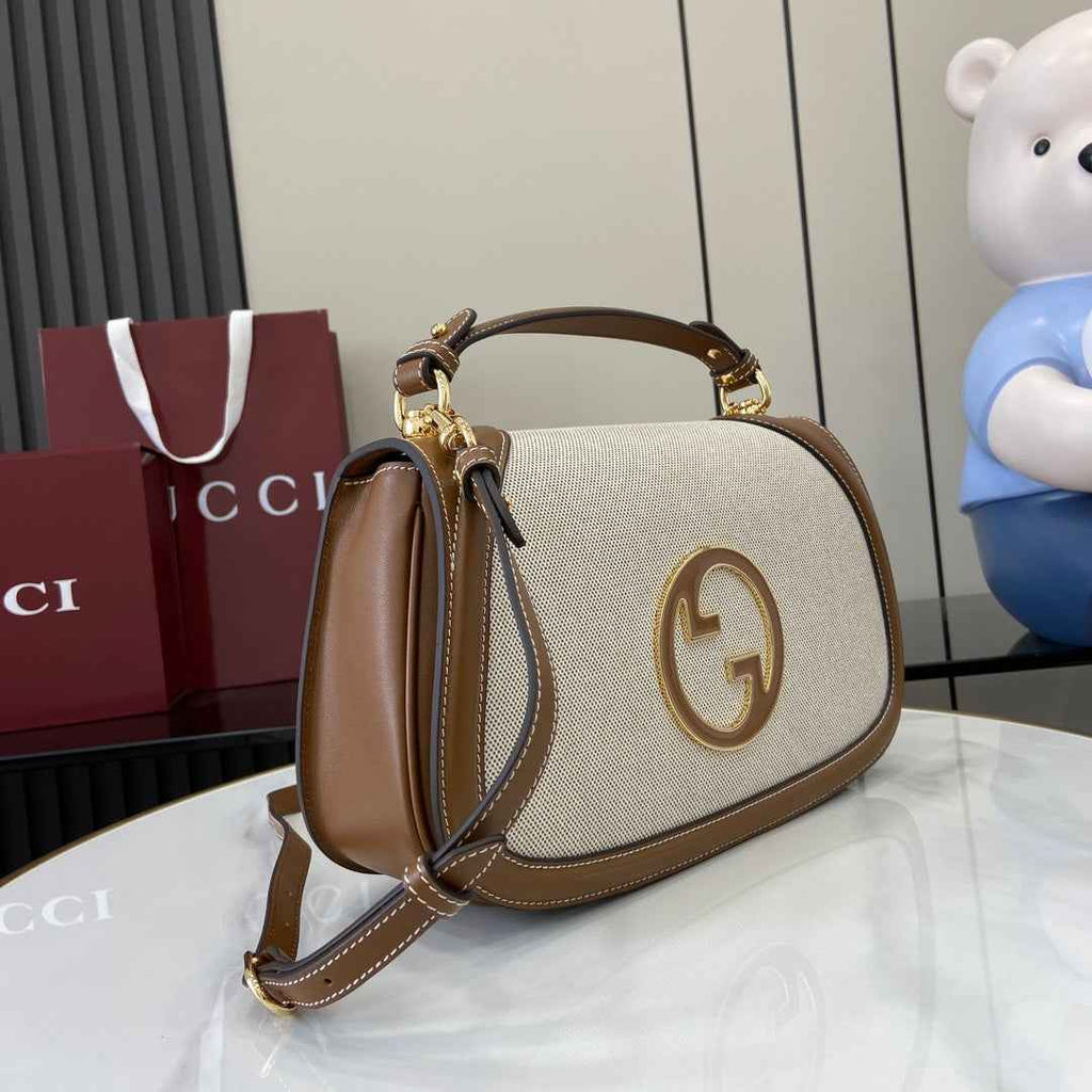 Gucci Blondie medium top handle bag 815716 in beige cotton