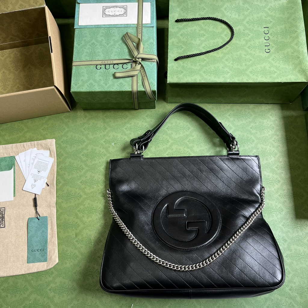 Gucci Blondie medium tote bag in black leather 751516
