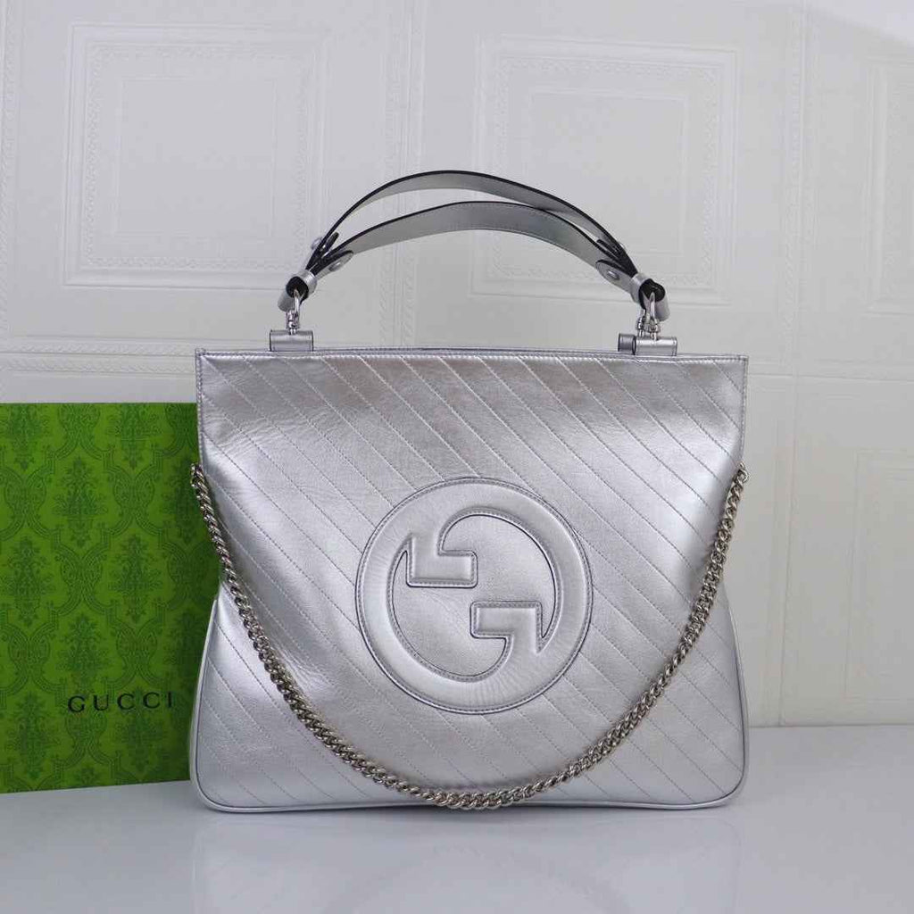Gucci Blondie medium tote bag in Silver leather 751516