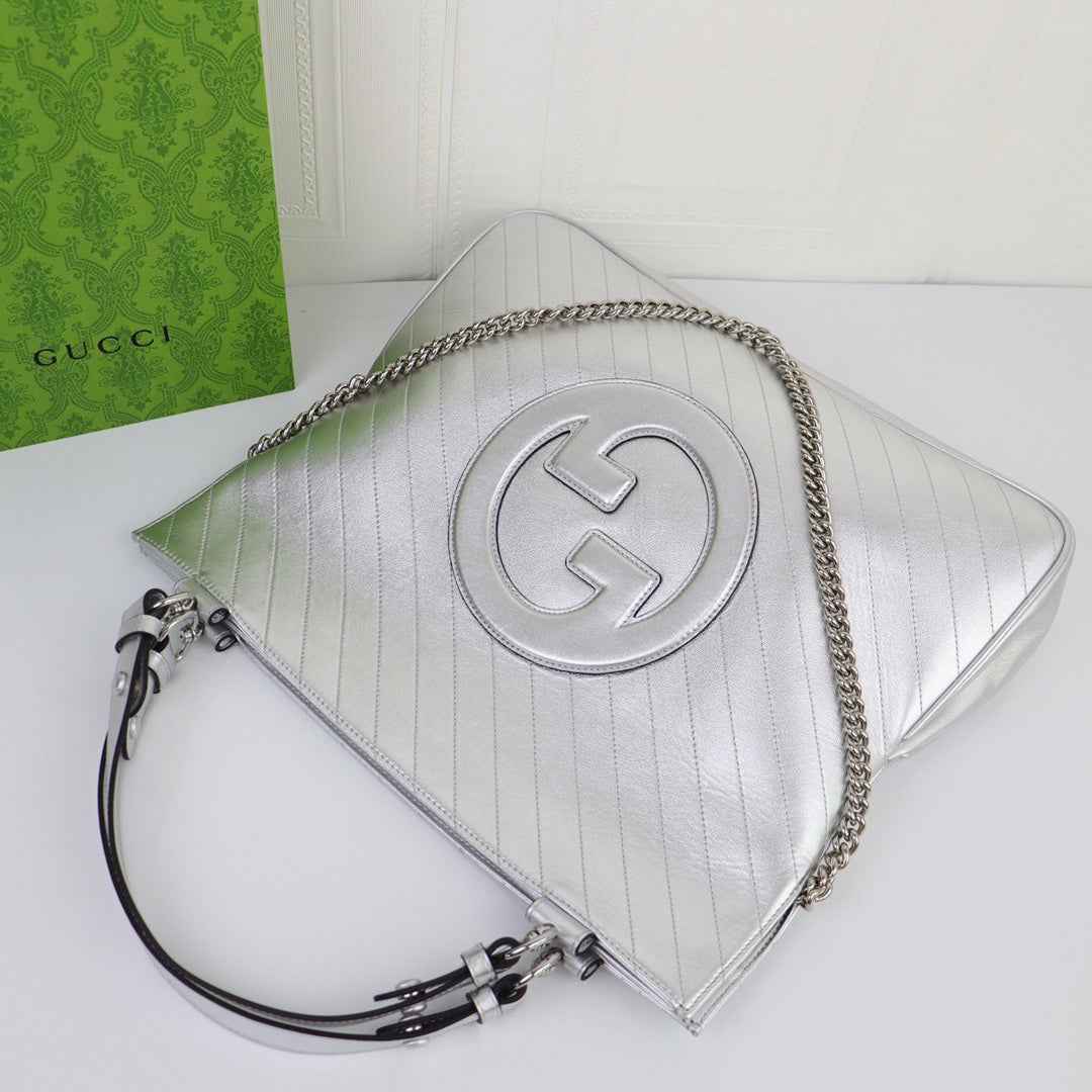 Gucci Blondie medium tote bag in Silver leather 751516