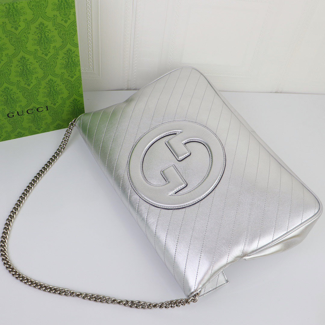 Gucci Blondie medium tote bag in Silver leather 751516