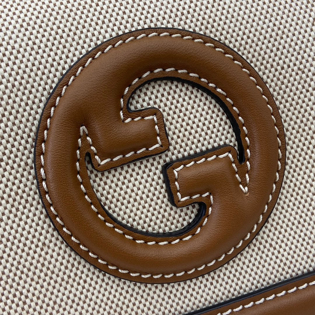 Gucci Blondie mini shoulder bag in  cotton canvas brown leather 815700