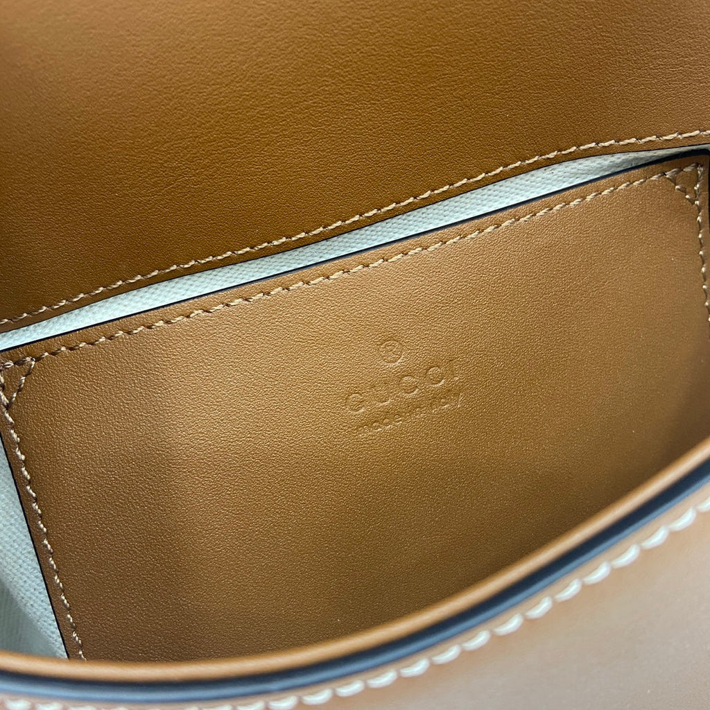 Gucci Blondie mini shoulder bag in  cotton canvas brown leather 815700