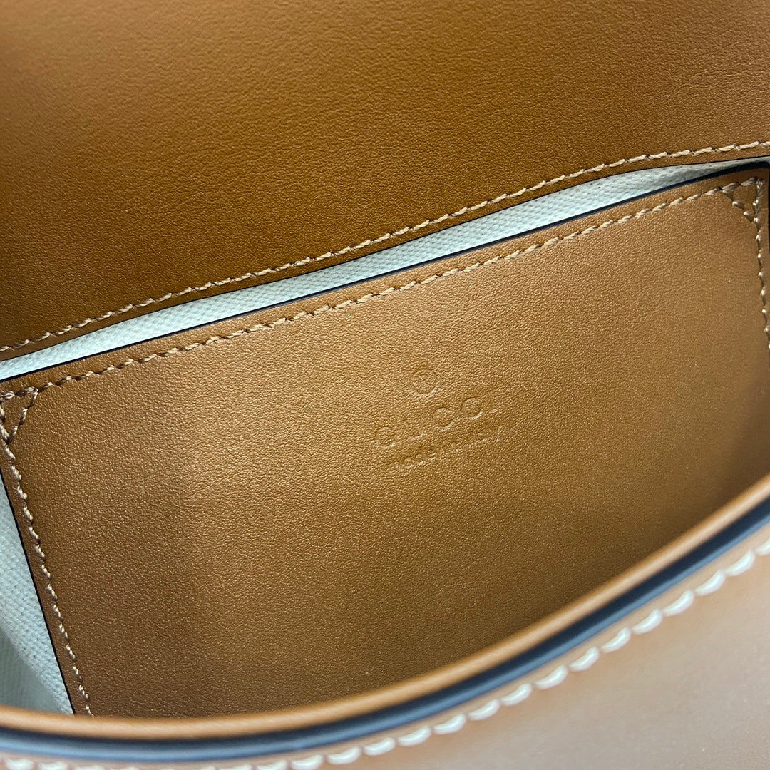 Gucci Blondie mini shoulder bag in  cotton canvas brown leather 815700
