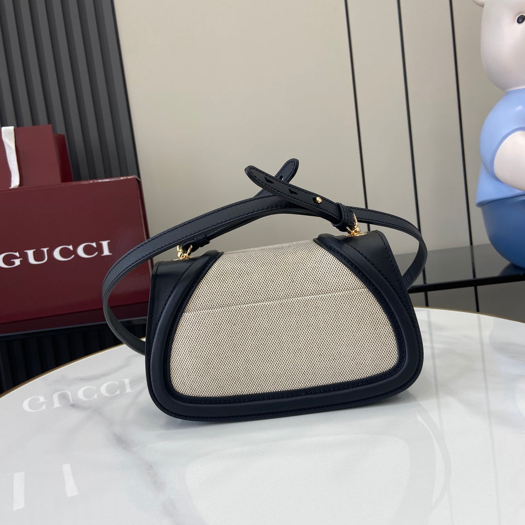Gucci Blondie mini shoulder bag in cotton canvas black leather 815700