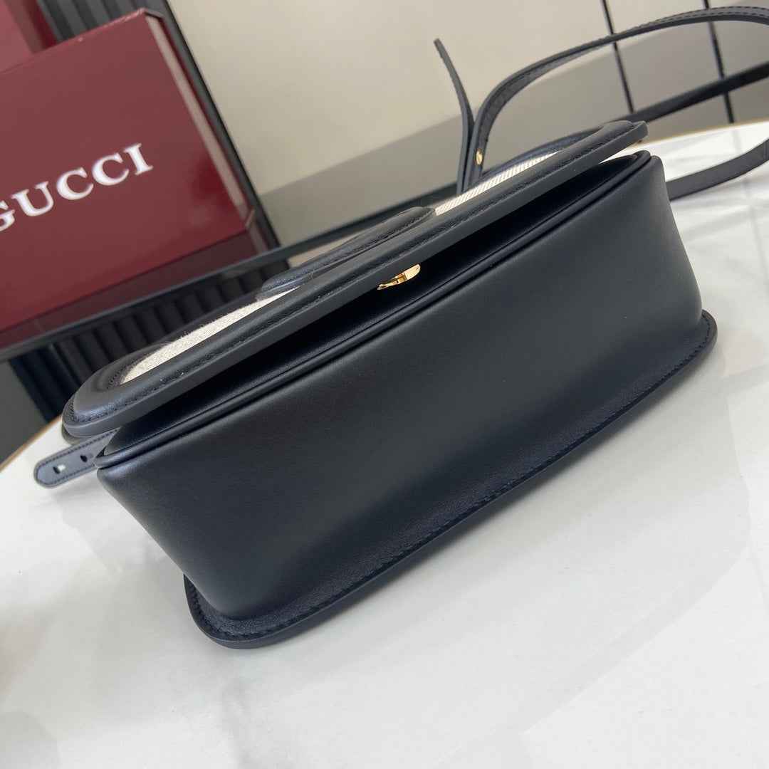 Gucci Blondie mini shoulder bag in cotton canvas black leather 815700