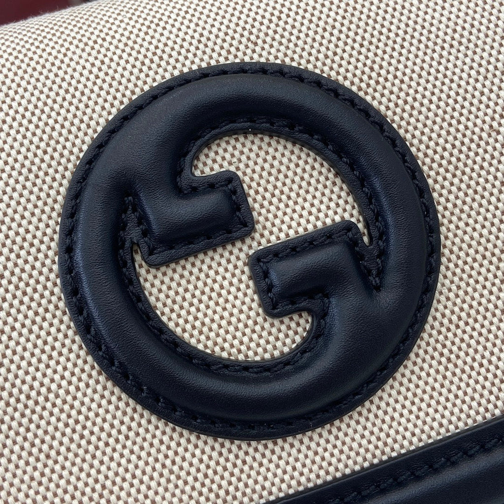 Gucci Blondie mini shoulder bag in cotton canvas black leather 815700