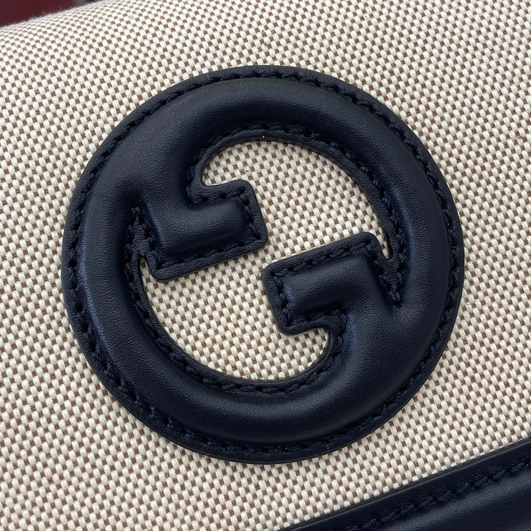 Gucci Blondie mini shoulder bag in cotton canvas black leather 815700