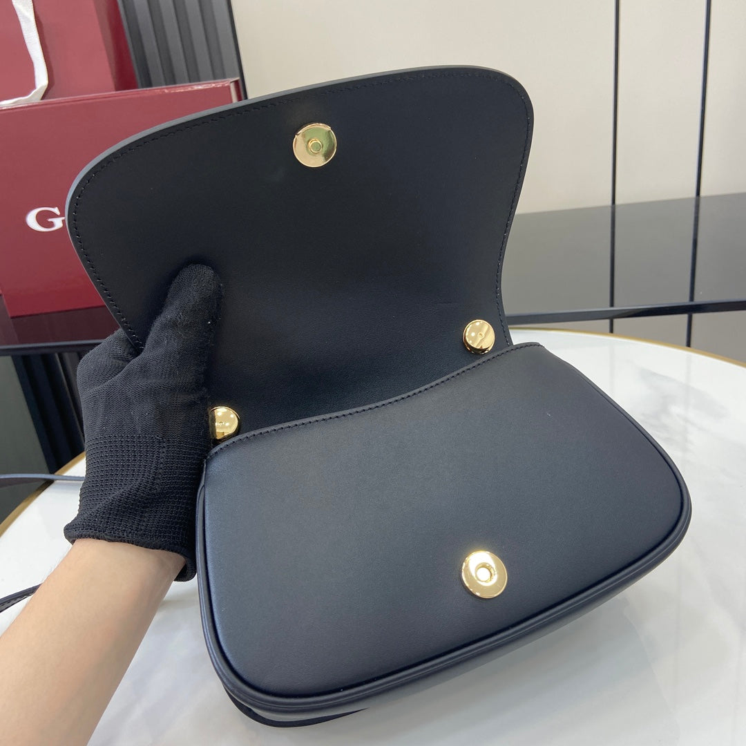 Gucci Blondie mini shoulder bag in cotton canvas black leather 815700