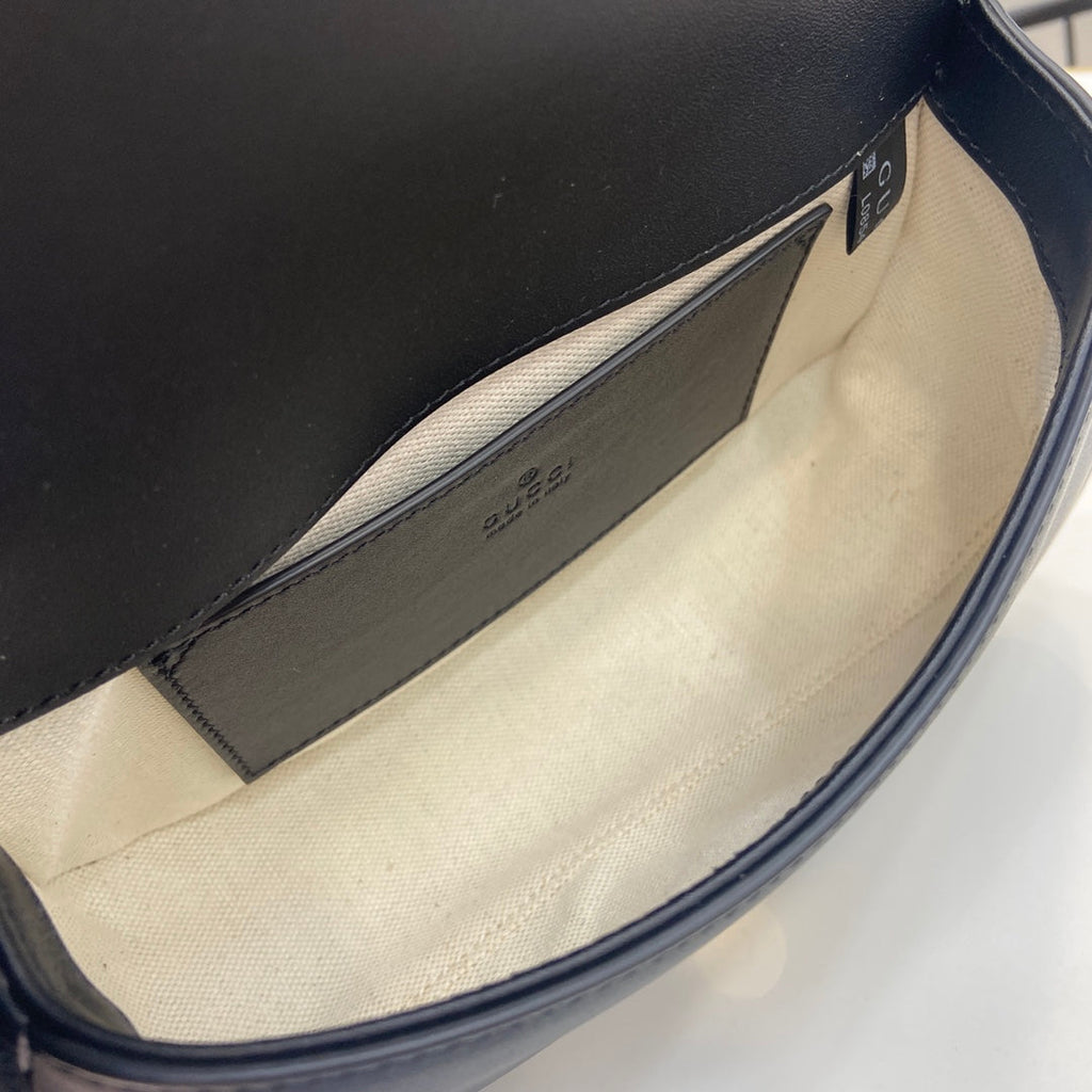 Gucci Blondie mini shoulder bag in cotton canvas black leather 815700