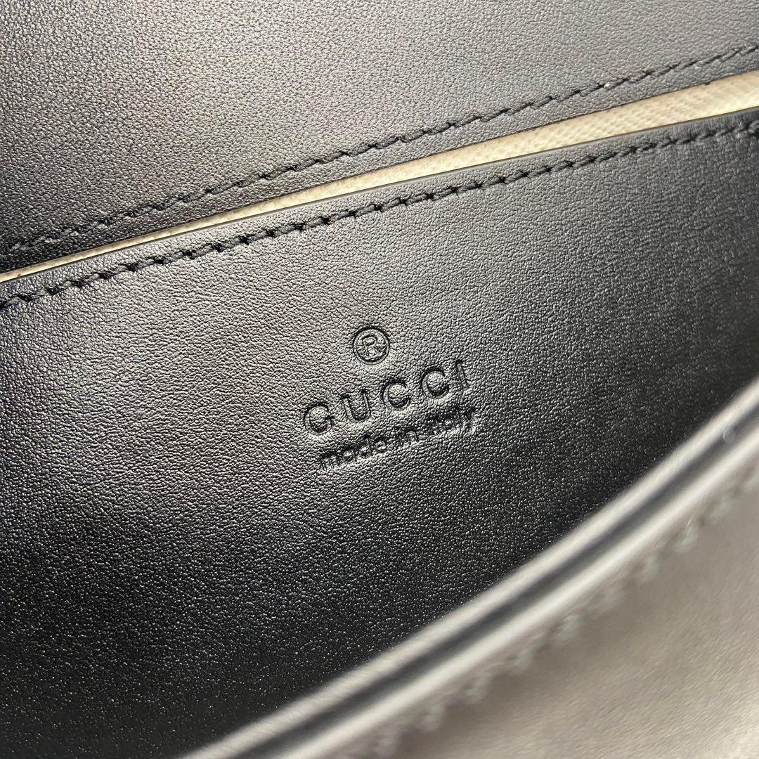 Gucci Blondie mini shoulder bag in cotton canvas black leather 815700
