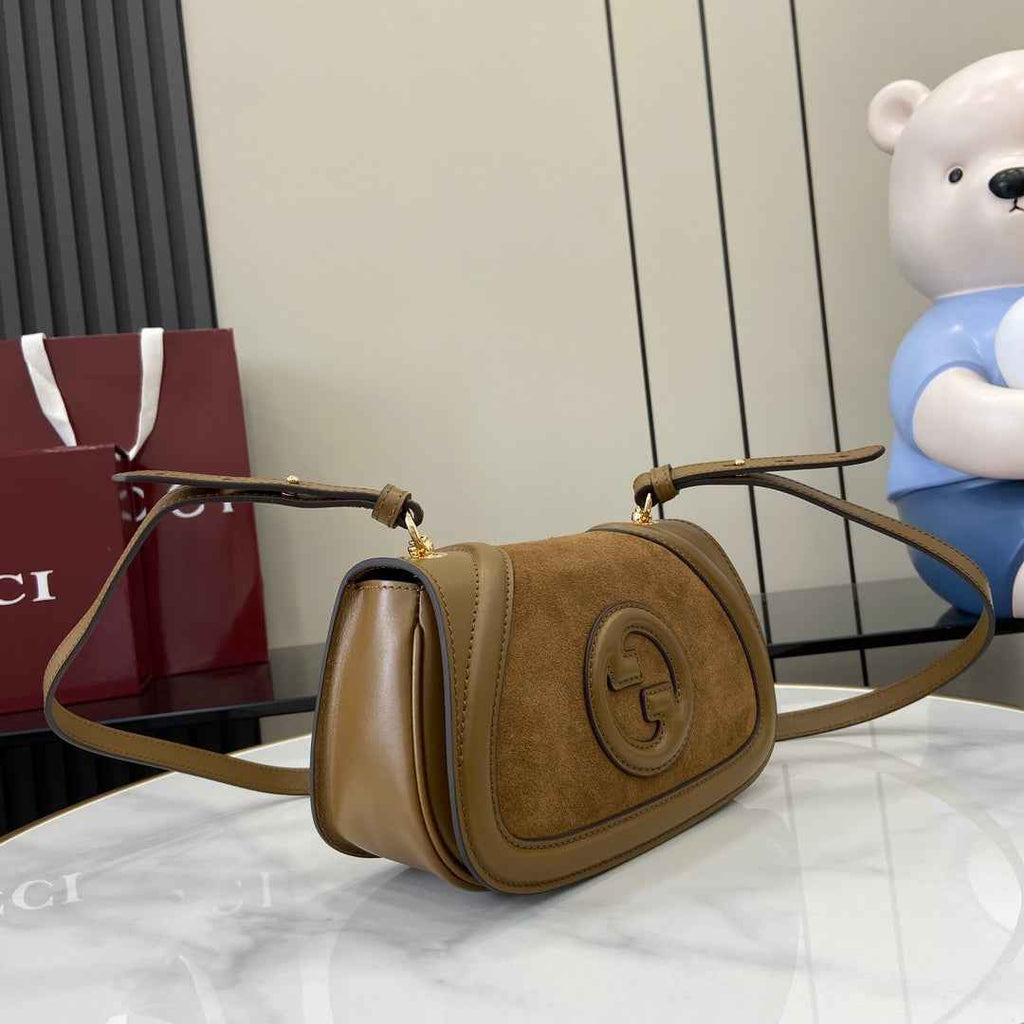 Gucci Blondie mini shoulder bag in brown suede 815700