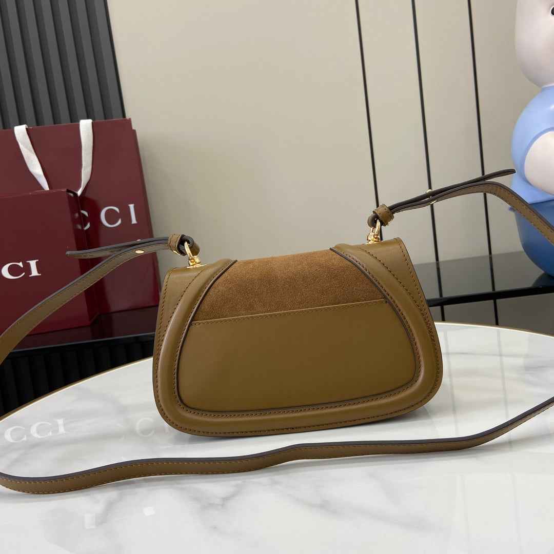 Gucci Blondie mini shoulder bag in brown suede 815700