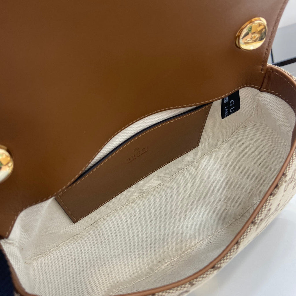 Gucci Blondie mini shoulder bag in dark brown GG canvas 815700