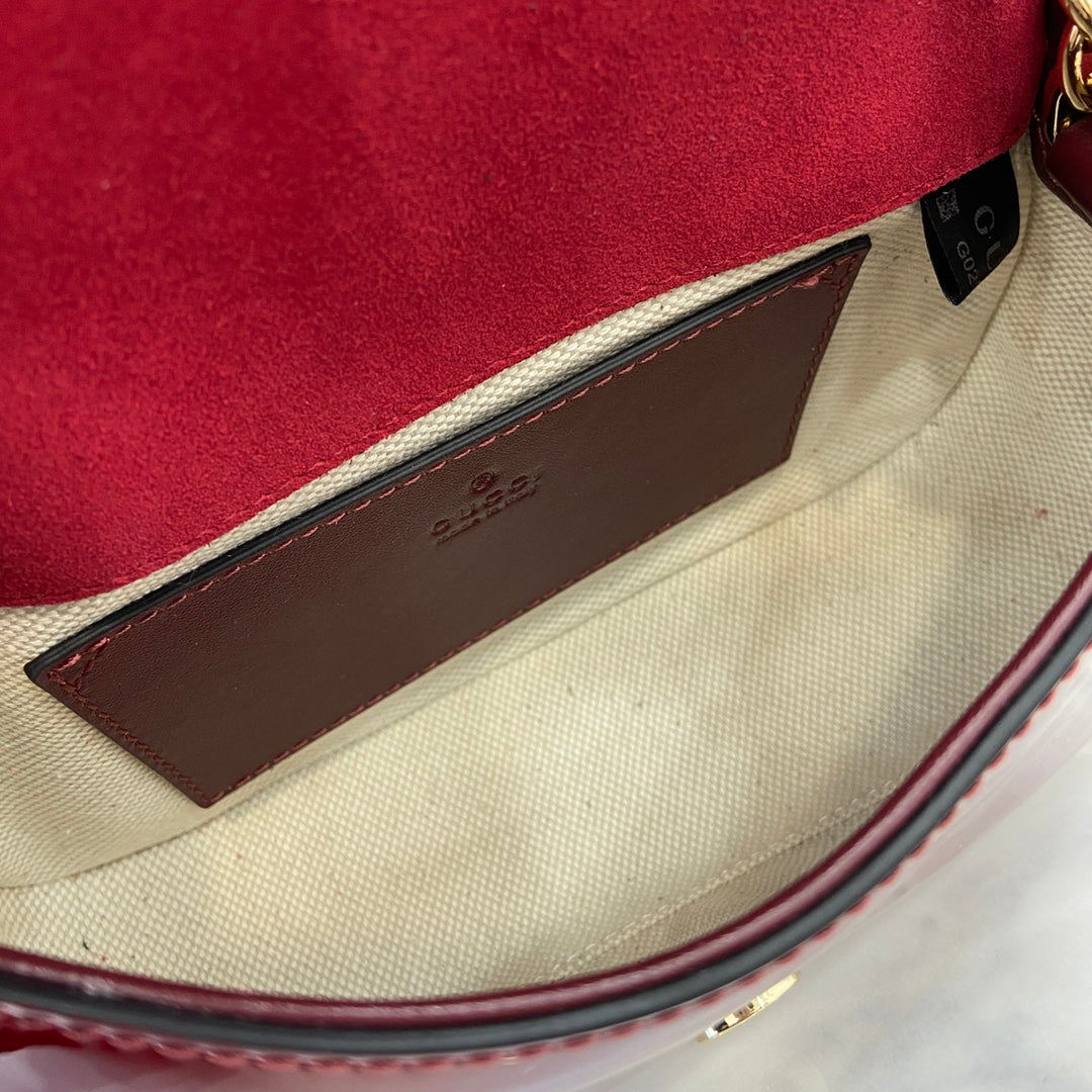Gucci Blondie mini shoulder bag in red patent ‎815711