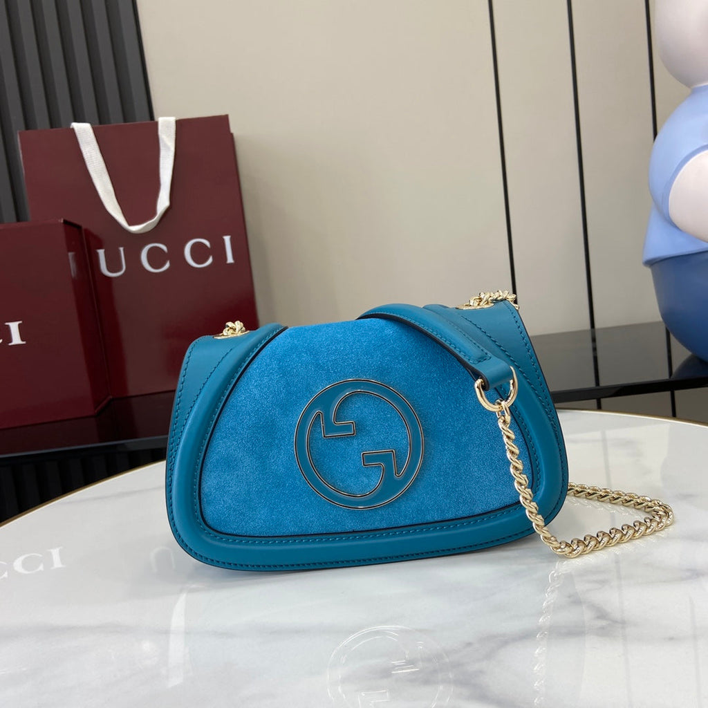 Gucci Blondie mini shoulder bag in blue suede ‎815711