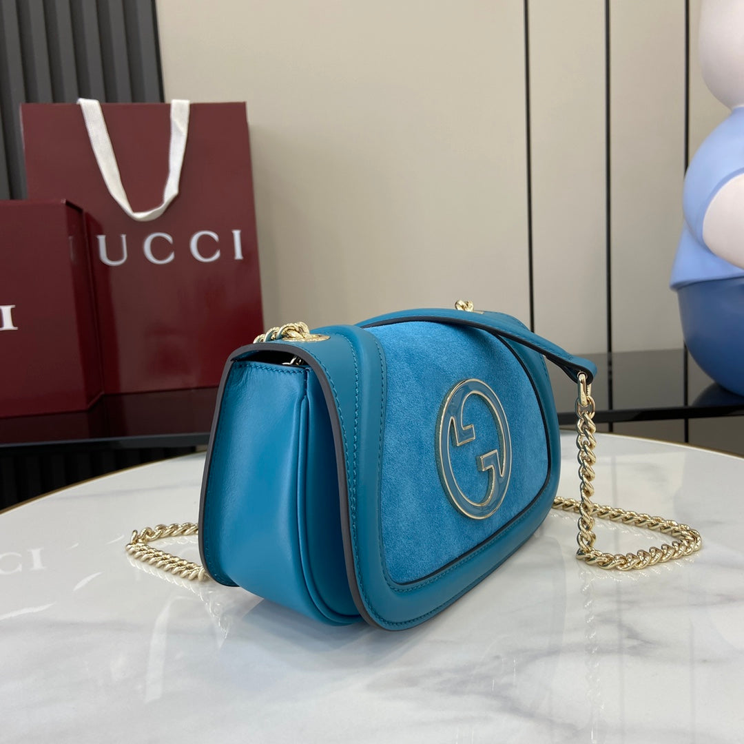 Gucci Blondie mini shoulder bag in blue suede ‎815711
