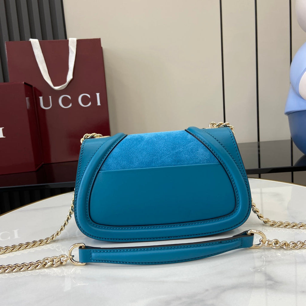 Gucci Blondie mini shoulder bag in blue suede ‎815711