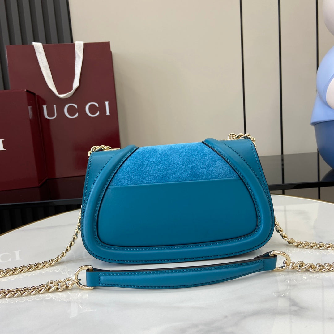 Gucci Blondie mini shoulder bag in blue suede ‎815711