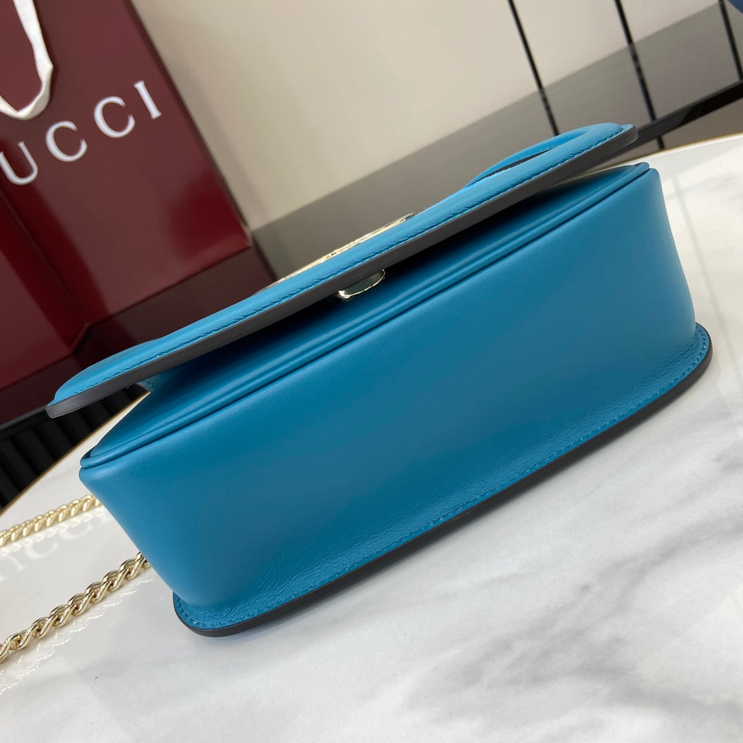 Gucci Blondie mini shoulder bag in blue suede ‎815711