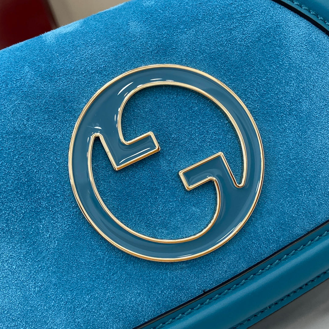 Gucci Blondie mini shoulder bag in blue suede ‎815711
