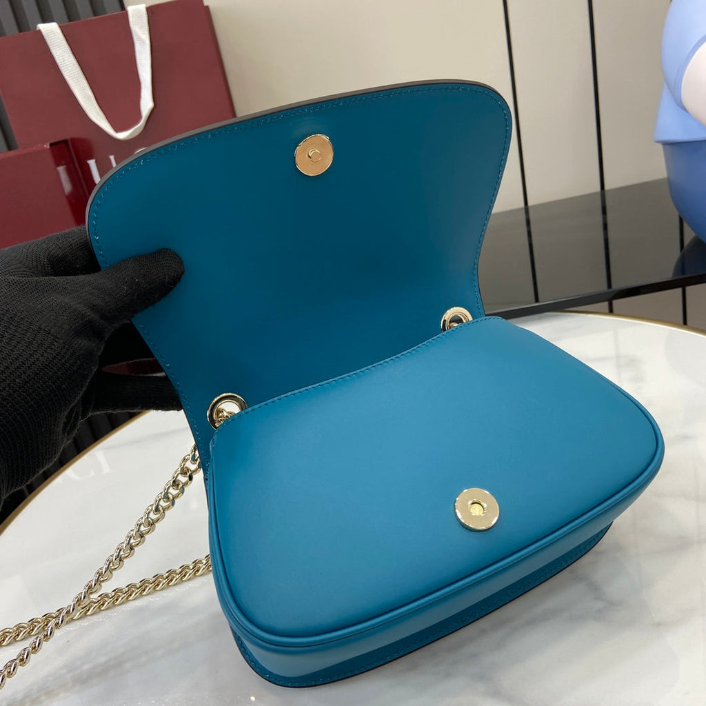 Gucci Blondie mini shoulder bag in blue suede ‎815711