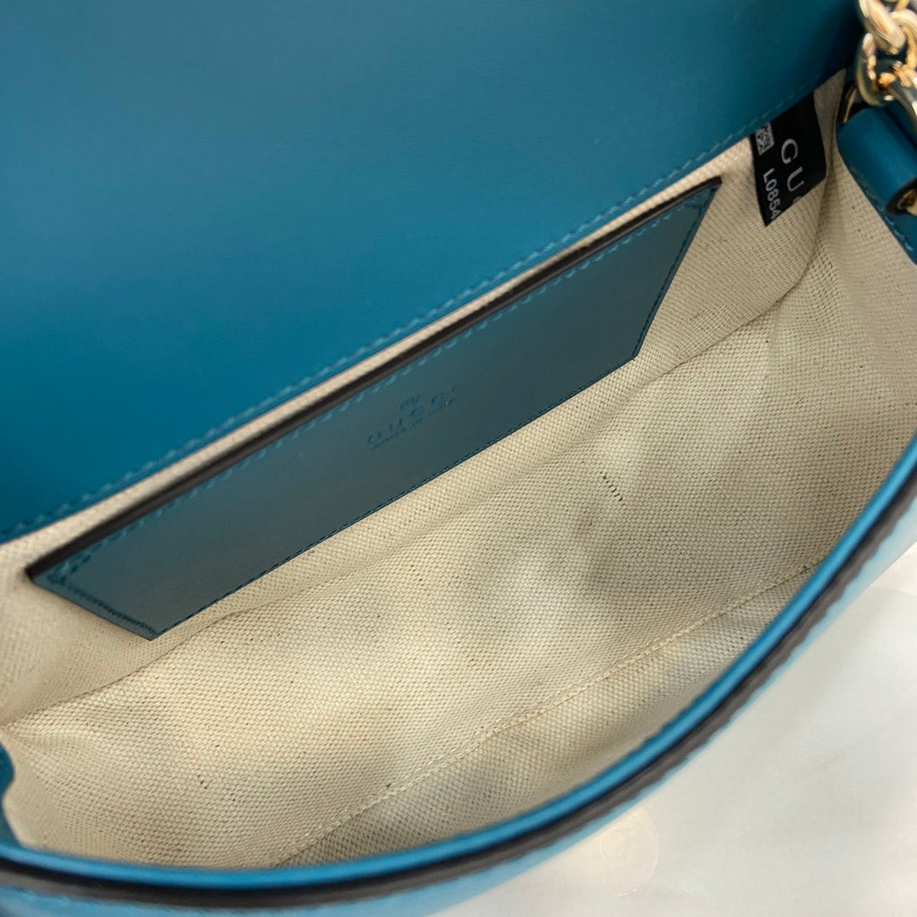 Gucci Blondie mini shoulder bag in blue suede ‎815711