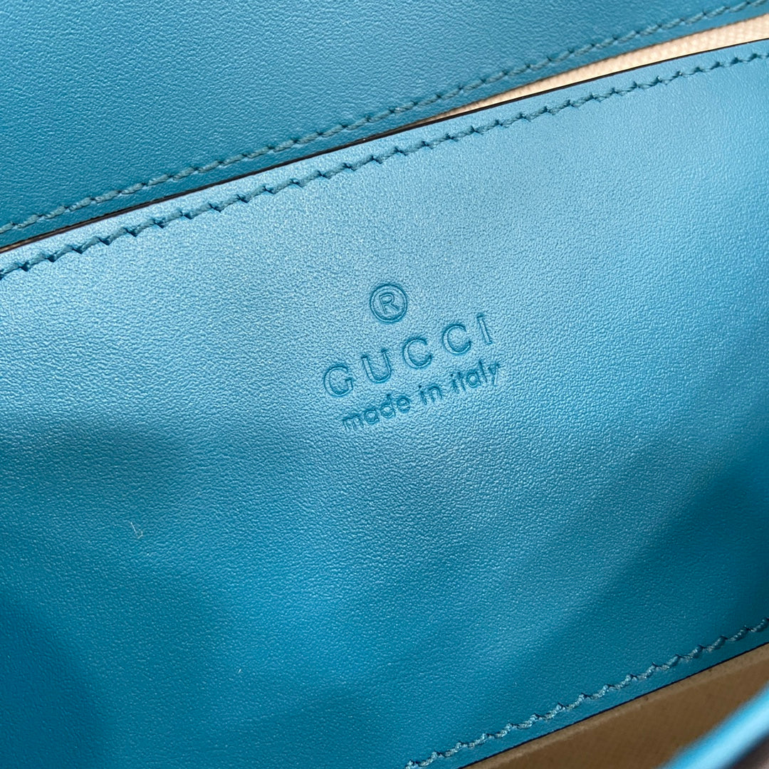 Gucci Blondie mini shoulder bag in blue suede ‎815711