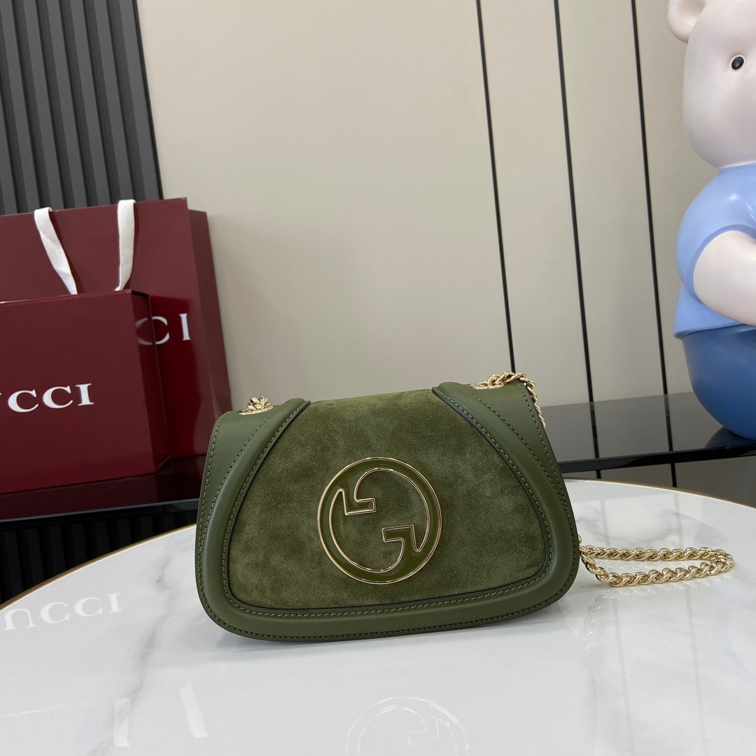 Gucci Blondie mini shoulder bag in green suede ‎815711