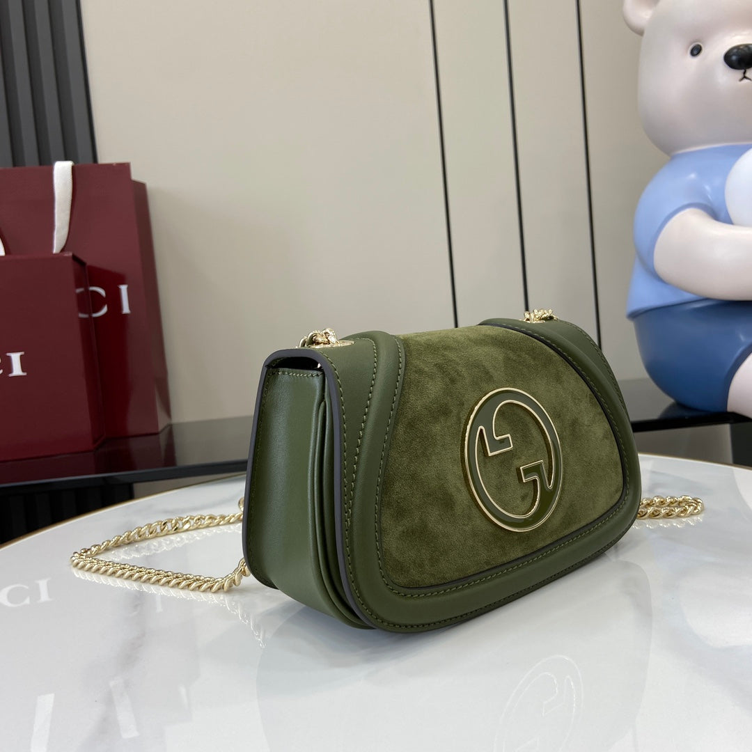 Gucci Blondie mini shoulder bag in green suede ‎815711
