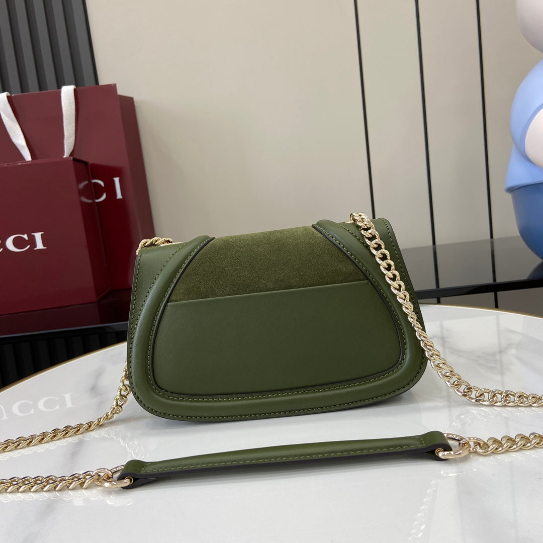 Gucci Blondie mini shoulder bag in green suede ‎815711