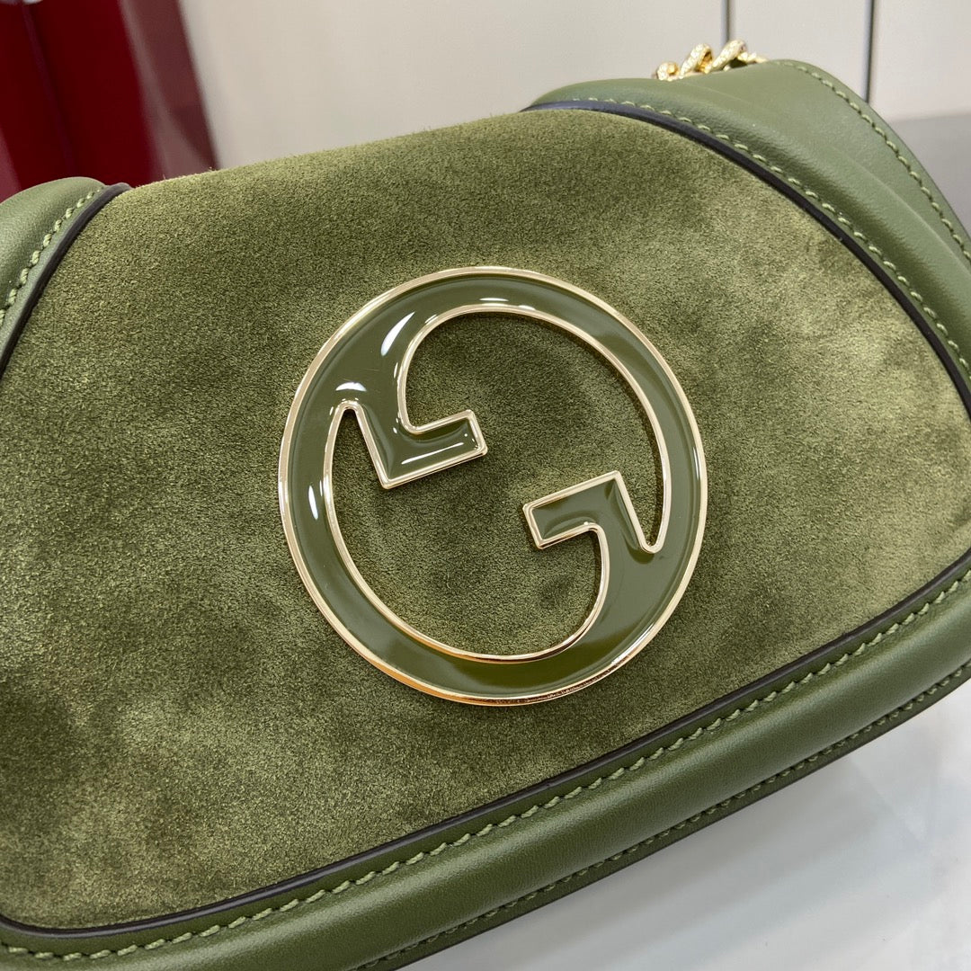 Gucci Blondie mini shoulder bag in green suede ‎815711